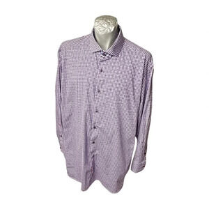 Daniel Hechter Business Casual Circles Pink Purple Men Shirt  Sz 3XLT LS‎